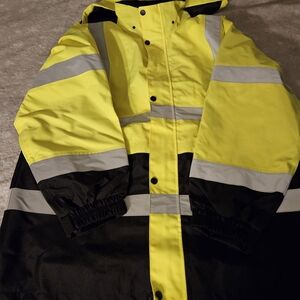 Mens Yellow and Black Safety Waterproof Jcket XL